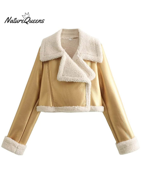 Fur All-in-one Short Street Girl Motorcycle Jacket