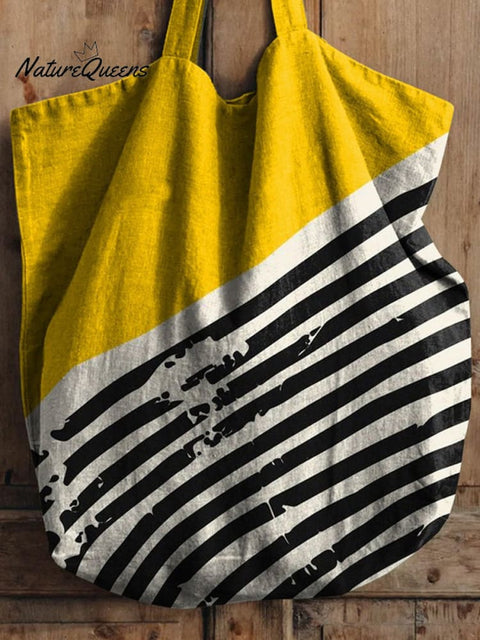 Geometric Abstract Art Printed Linen Tote Bag
