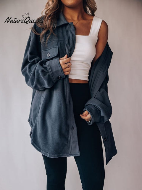 Women's Fashion Long Sleeve Single Breasted Cardigan Woolen Jacket