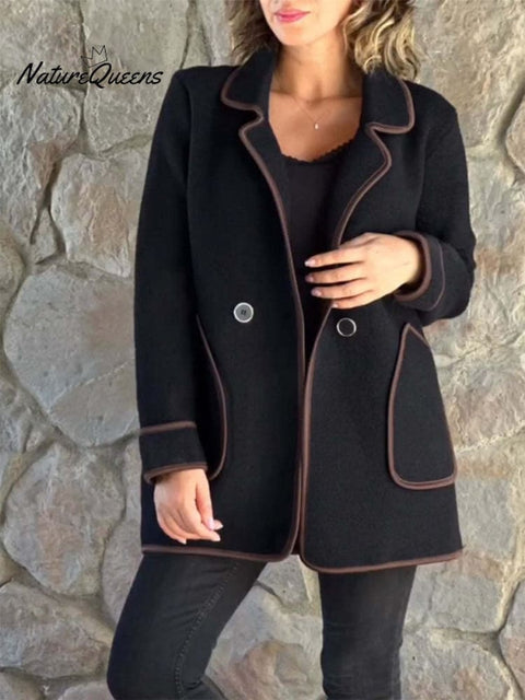 Women's Temperament Blazer Collar Double-sided Woolen Jacket