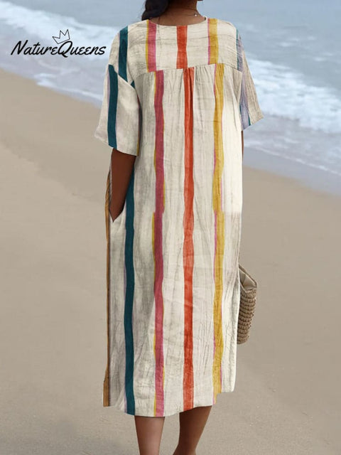 Women's Retro Minimalist  Abstract  Art Print Flowy Dress