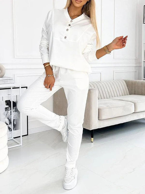 Patchwork Polyester Long Pants Long Sleeve Leisure Suit