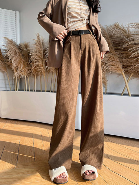 Women's Retro Stylish Casual High Waist Wide Leg Pants