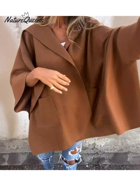 Women's New Autumn and Winter Lapel One-piece Cape Jacket