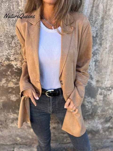 Jacket Suede Lapel Long Sleeve Casual Coat