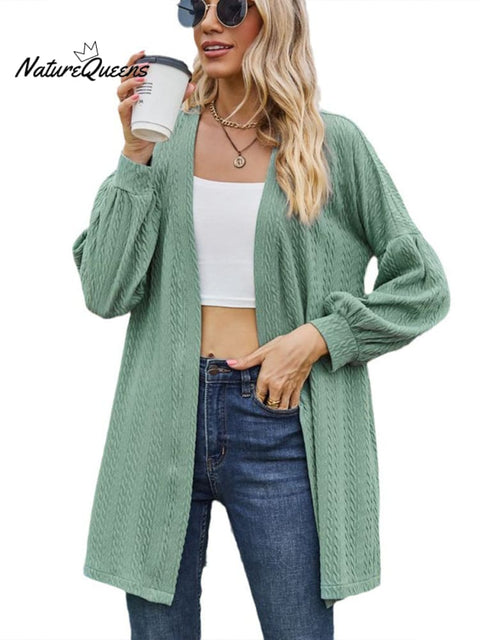 Solid Color Loose Cardigan Top Women's Knitted Jacket