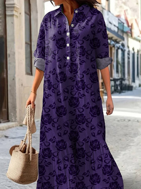Goth Style Lace Pattern Printed Women's Pocket Cotton Dress