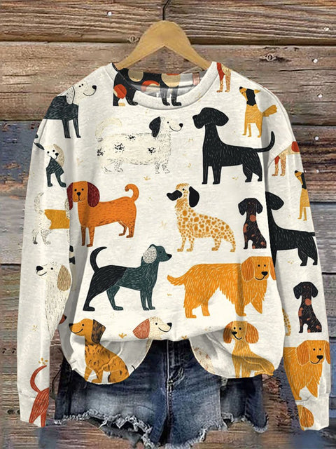 Funny Dog Art Print Casual  Sweatshirt