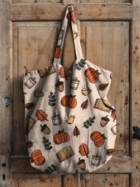 Autumn Leaves And Fruit Linen Tote Bag