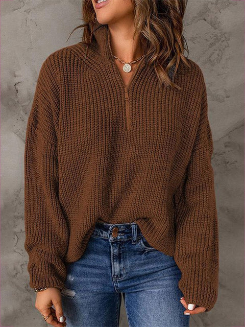 Women's V-Neck Casual Solid Color Sweater