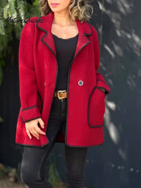 Women's Temperament Blazer Collar Double-sided Woolen Jacket