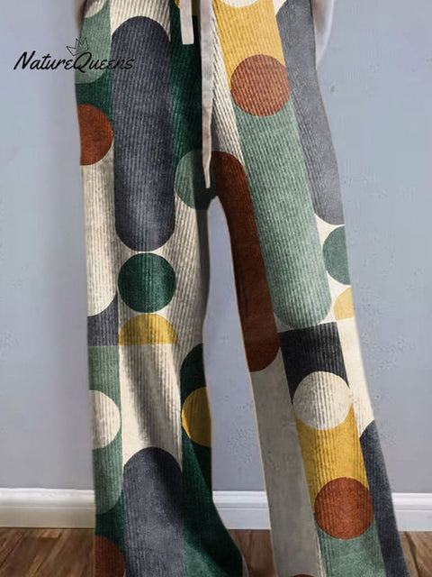 Minimalist Geometric Pattern Printed Women's Comfortable Knitted Trousers