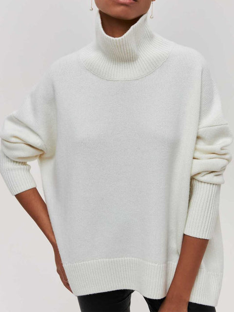 Women's Solid Color Turtleneck Sweater Knit