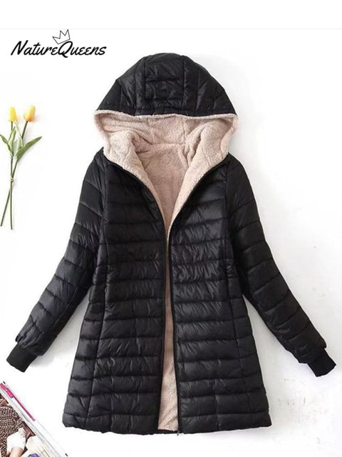 Mid-length Thickened Hooded Loose Jacket