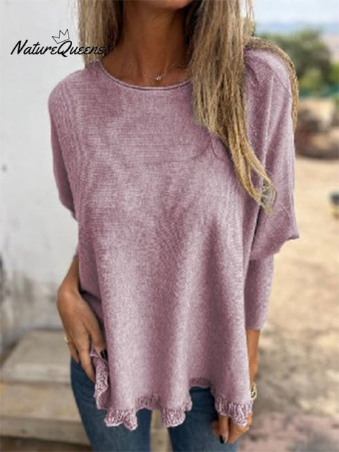 Autumn and Winter Loose Long-sleeved Fungus Lace Top Sweater Base Layer