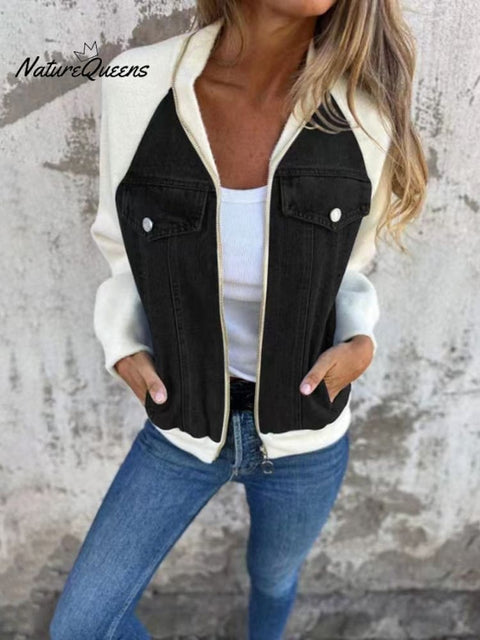 Women's Denim Patchwork Casual Jacket