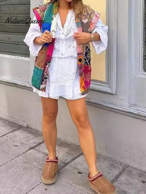 Women's Sleeveless Fashion Print Strappy Vest Jacket