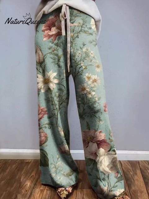 Women's Floral Art Printed Comfortable Knitted Trousers