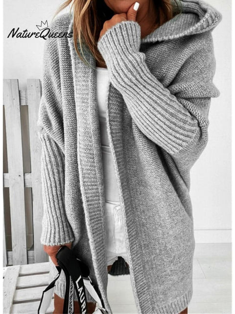 Bat Sleeve Hooded Soft Loose Patchwork Sweater