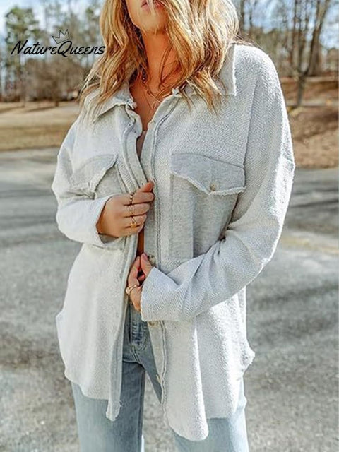 Spliced raw Edge Dolman Sleeve Casual Jacket