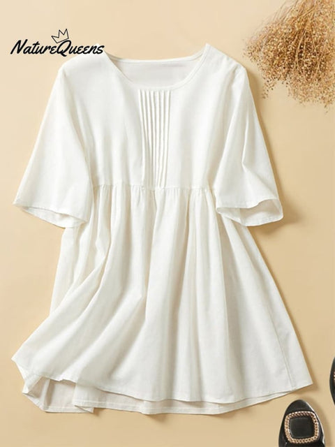 Loose Solid Color All-Match Cotton And Linen Shirt