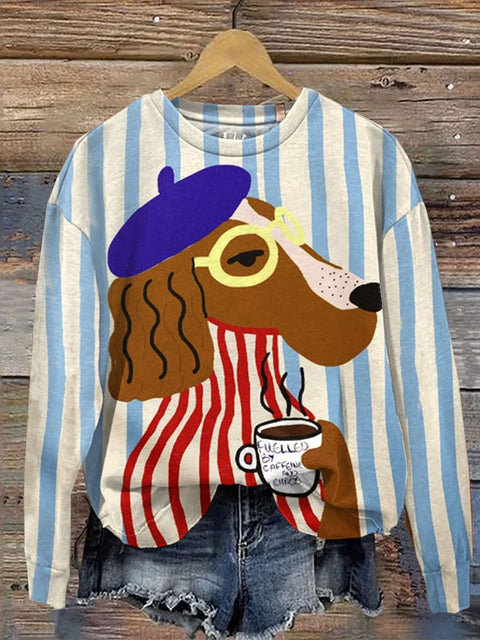 Funny Dog Art Print Casual  Sweatshirt