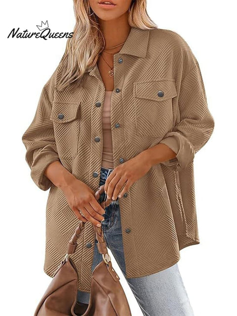 Buttoned Long Sleeve Loose Casual Shirt Jacket