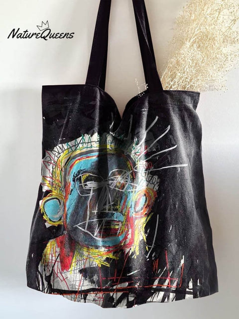 Funny Figure Illustration Pattern Art Print Casual Linen Tote Bag