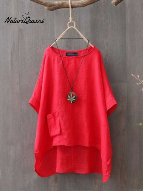 Cotton Linen Solid Color Casual Top