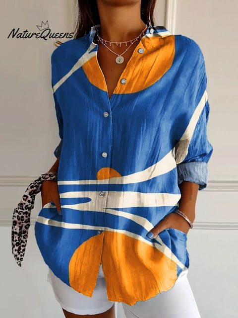 Women's Art Print Casual Cotton Shirt
