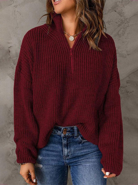 Women's V-Neck Casual Solid Color Sweater