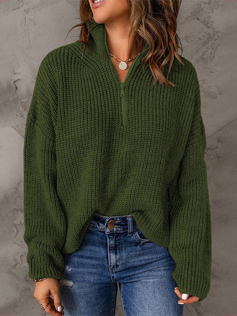 Women's V-Neck Casual Solid Color Sweater