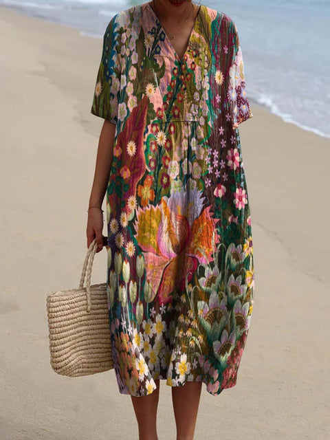 Beautiful Garden Decorative Pattern Flowy Dress