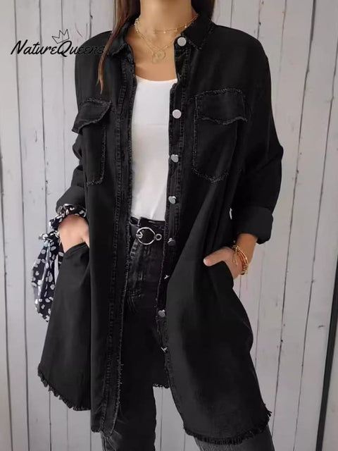 Women's Denim Jacket with Baggy Lapels