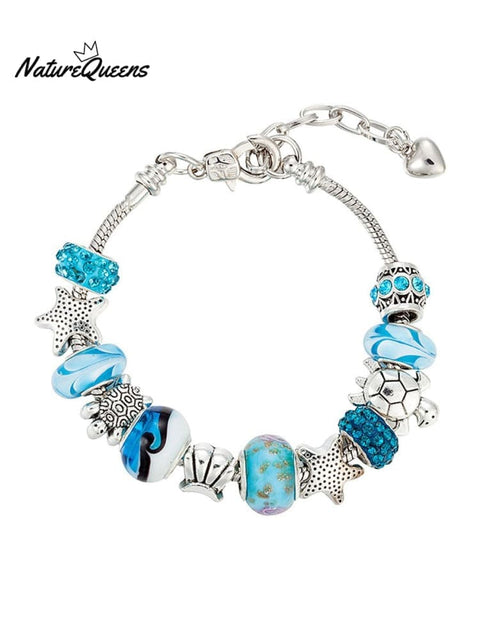 Vacation Style Fashion Turtle Starfish Big Hole Beaded Bracelet