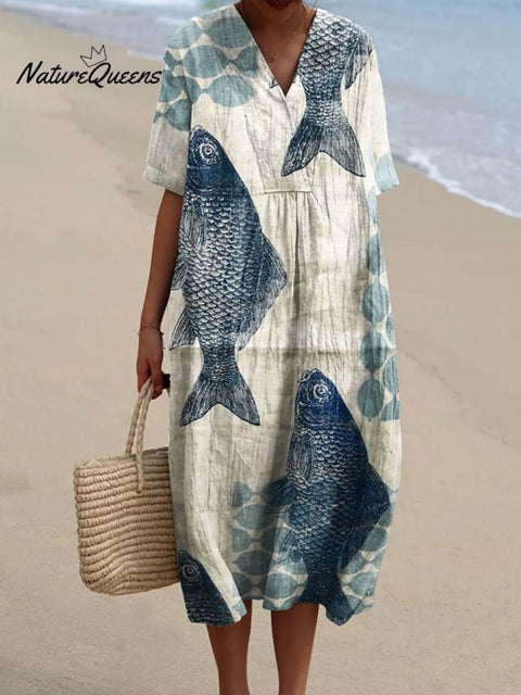 Women's  Fish  Art Print  Casual Dress