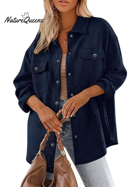 Buttoned Long Sleeve Loose Casual Shirt Jacket