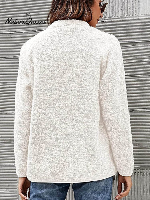 Women's Stylish Casual Fashionable Long Sleeve Solid Color Furry Single Breasted Coat