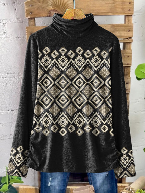 Azteca Geometric Pattern Printed Women's Casual 100% Cotton Top