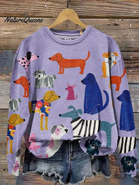 Funny Dog Art Print Casual  Sweatshirt