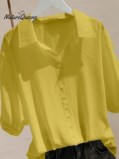 Women's Solid Color Loose Thin Elegant Casual Polo Shirt