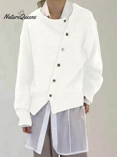 Women's Solid Color Stylish Irregular Warm Casual Knitted Coat