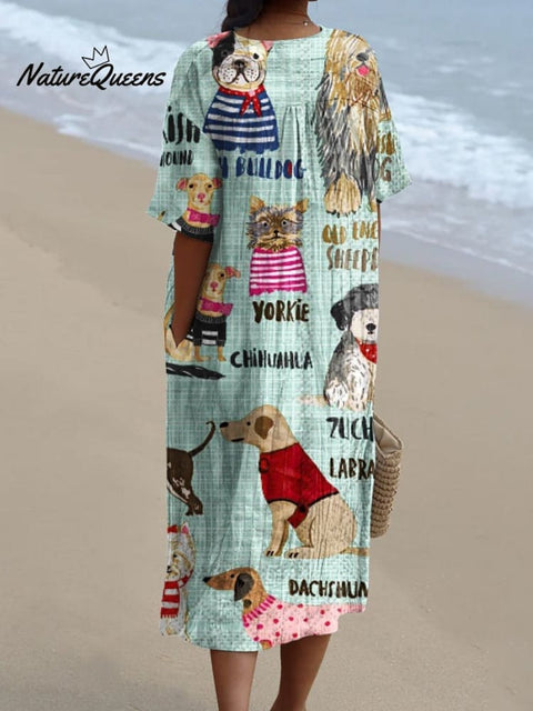 Women's  Dog  Art Print  Casual Dress