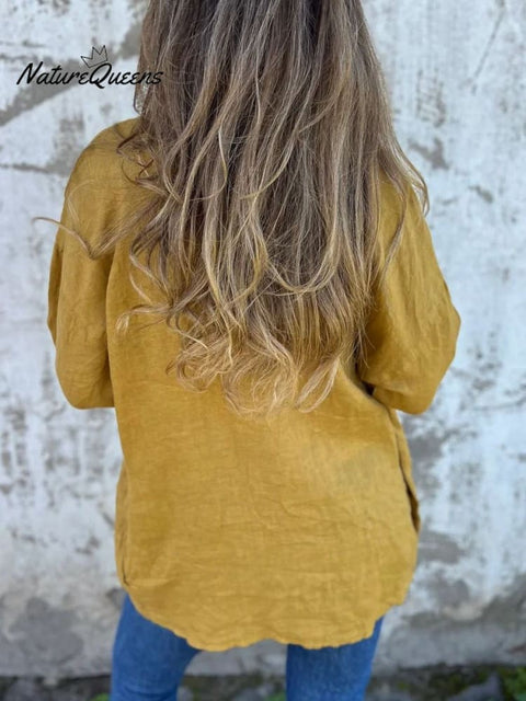 Women's Stylish Casual Long Sleeve Solid Color Loose Pocket Cardigan Shirt