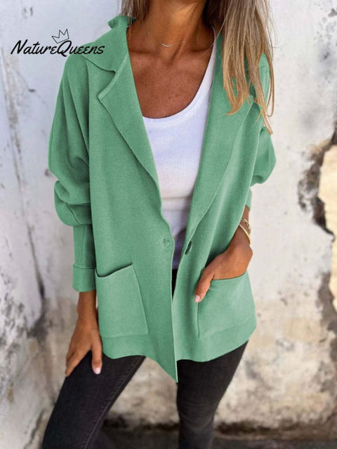 Women's Casual Lapel Neck Jacket With Pockets