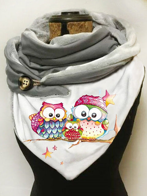 Owl Print Casual Scarf and Shawl
