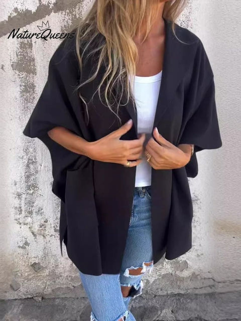 Women's New Autumn and Winter Lapel One-piece Cape Jacket