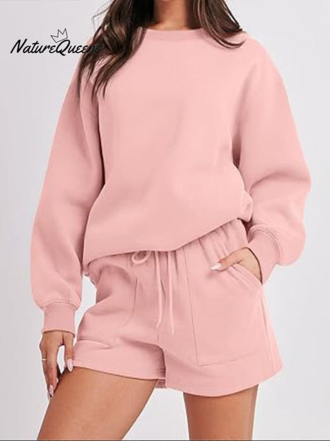 Women's Solid Color Sweatshirt Three-piece Pants Set
