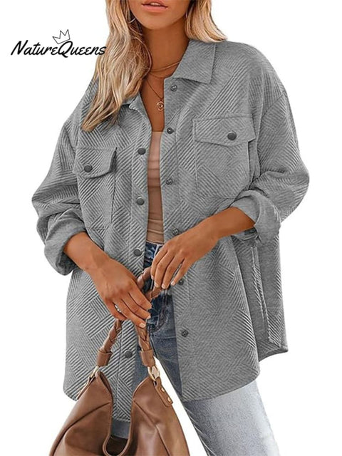 Buttoned Long Sleeve Loose Casual Shirt Jacket