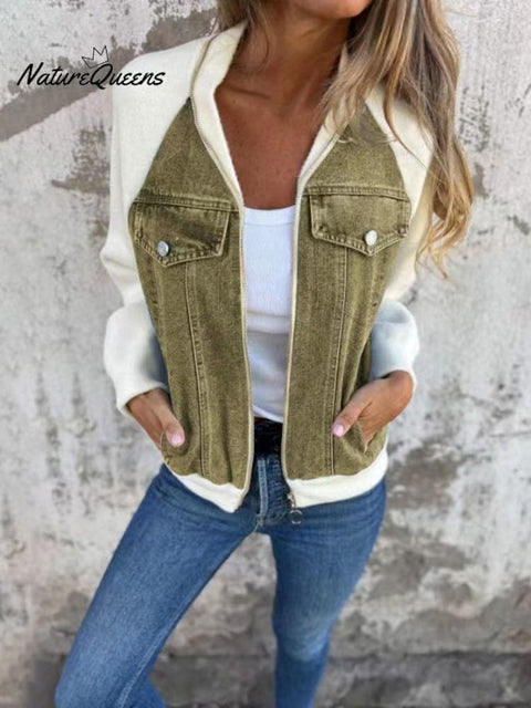 Women's Denim Patchwork Casual Jacket